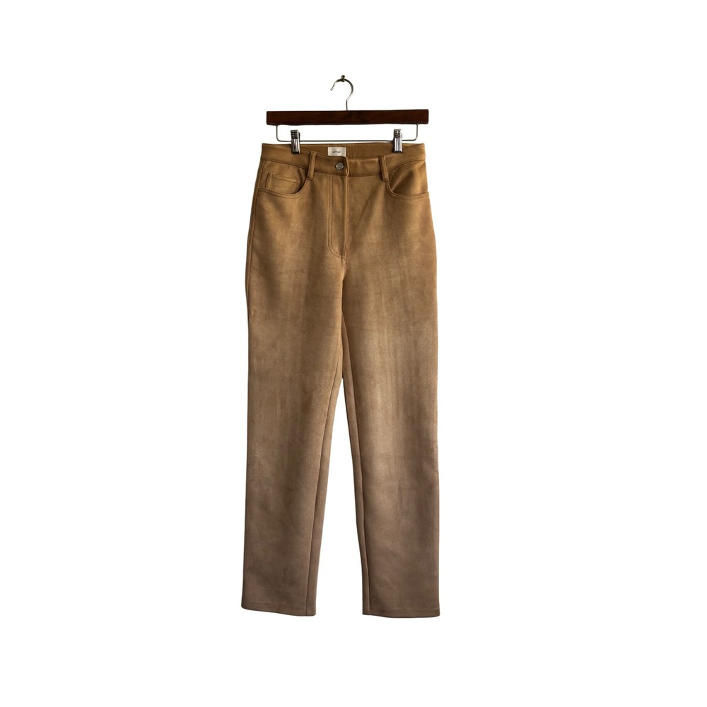 Wilfred Free The Group Pant High Rise Straight Leg Suede Tan Trousers Sz 6